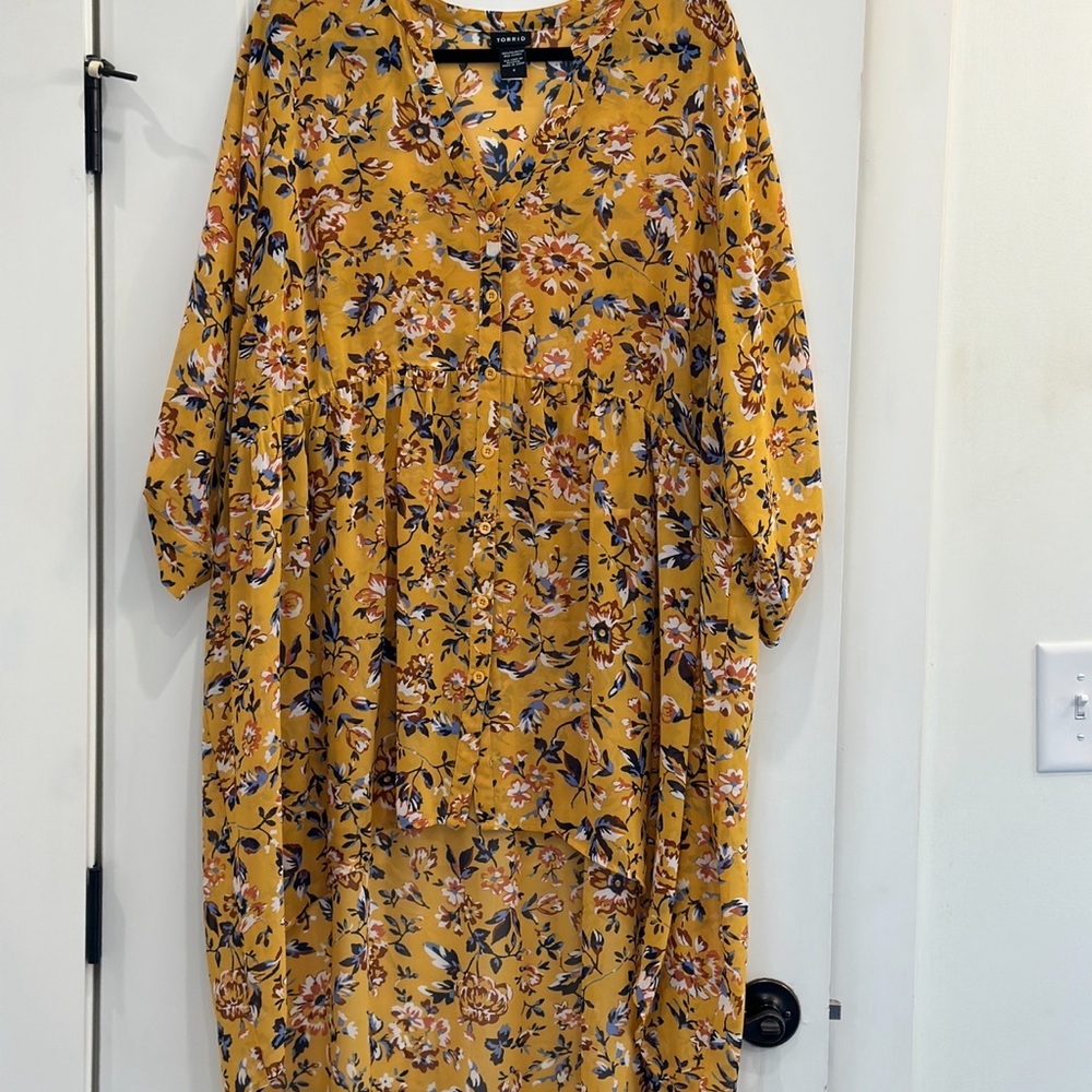 Torrid Yellow Floral Blouse
